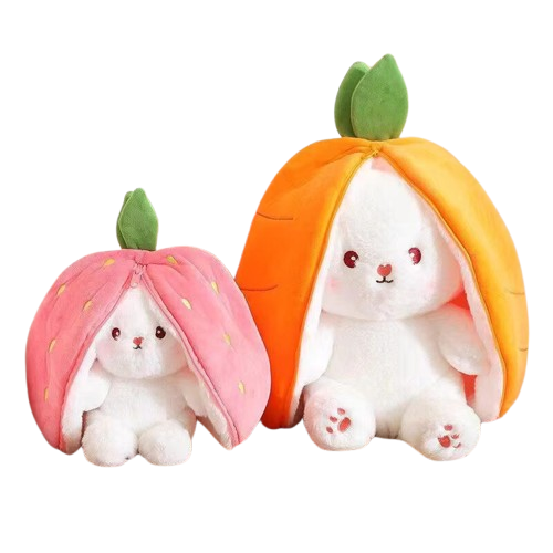 Peluche lapin magique Bunny Bendle qui se transforme en une fraise ou une carotte douce et moelleuse.