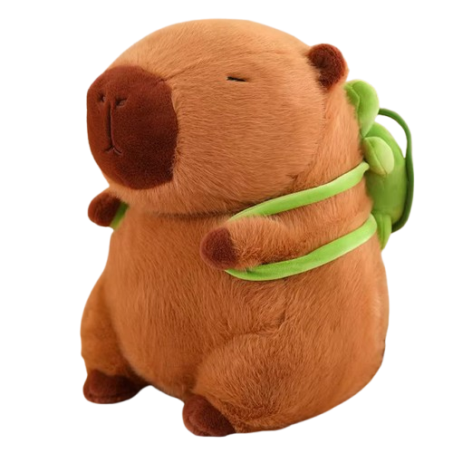 Peluche Roi Capybara, adorable capybara en peluche de 23 cm, disponible colori Sac Tortue. Un cadeau unique et original, parfait pour les enfants et les collectionneurs. Douce et câline, cette peluche apportera une touche de fun et de tendresse à toute occasion