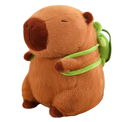 Peluche Roi Capybara, adorable capybara en peluche de 23 cm, disponible colori Sac Tortue. Un cadeau unique et original, parfait pour les enfants et les collectionneurs. Douce et câline, cette peluche apportera une touche de fun et de tendresse à toute occasion