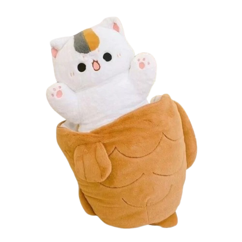 Peluche Hidden Kitty transformable : chat caché dans un poisson, amusante et kawaii